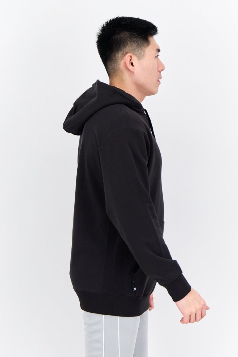 PUMA سويت شيرت رياضي للرجال بأكمام طويلة وقبعة، أسود - Image 2